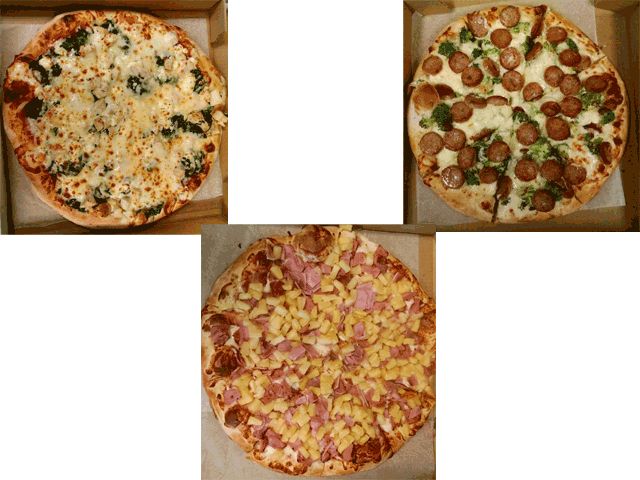 Variety of pizzas